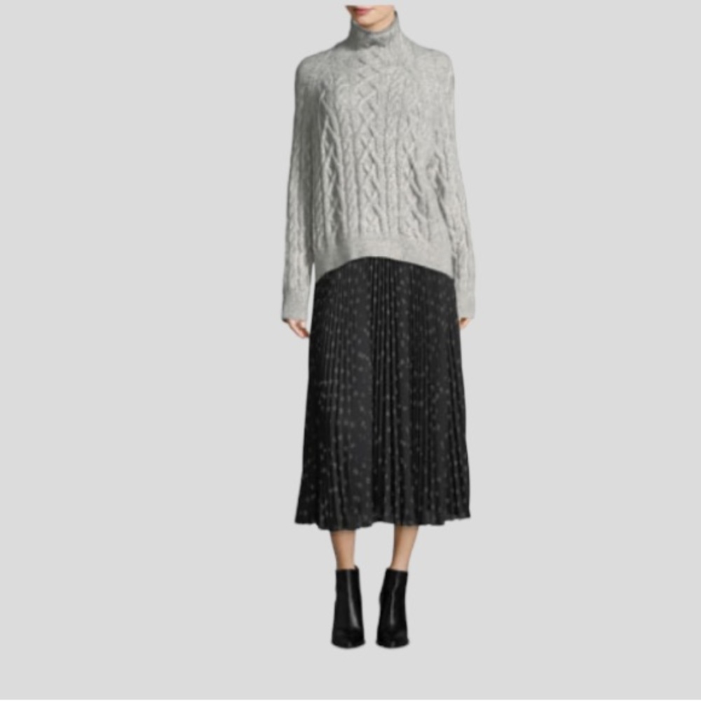 VINCE Oversized Cable-Knit Turtleneck Sweater Wool Cashmere Blend - Picture 4 of 14